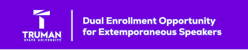 Banner for Dual Enrollment Course.  It reads "Dual Enrollment Opportunity for Extemporaneous Speakers"
